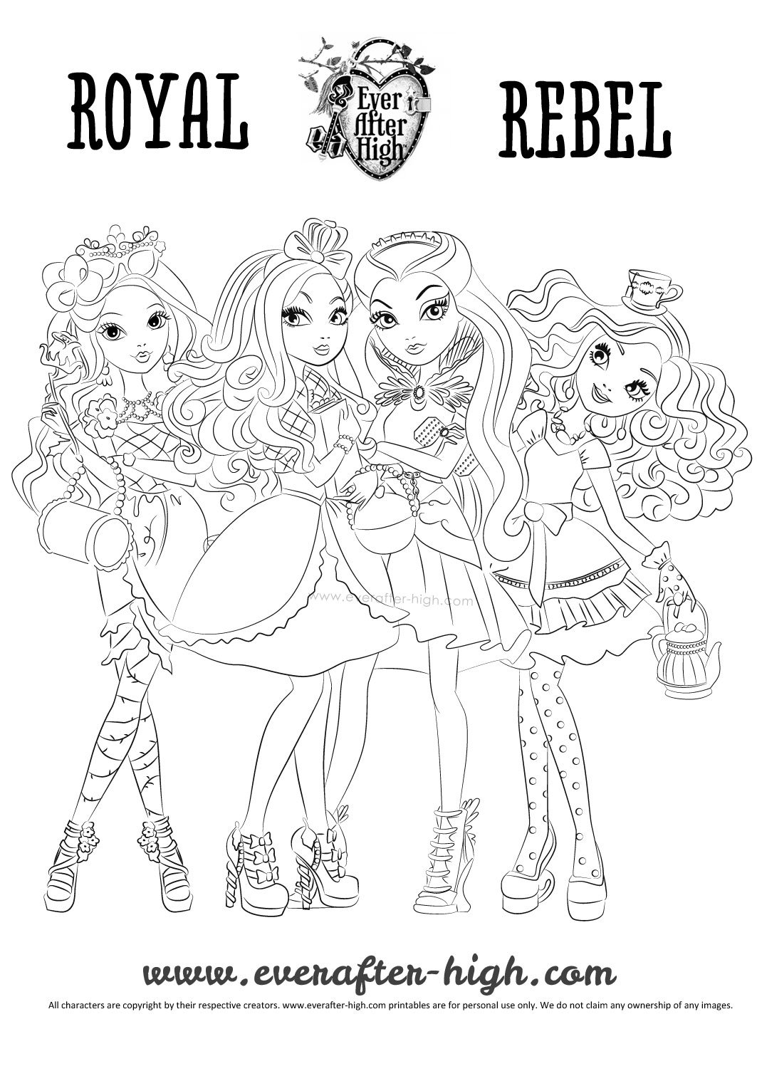 Ever After High Raven, Madeline, Briar and Apple coloring page Ever