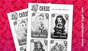 Ever After High character cards coloring pages