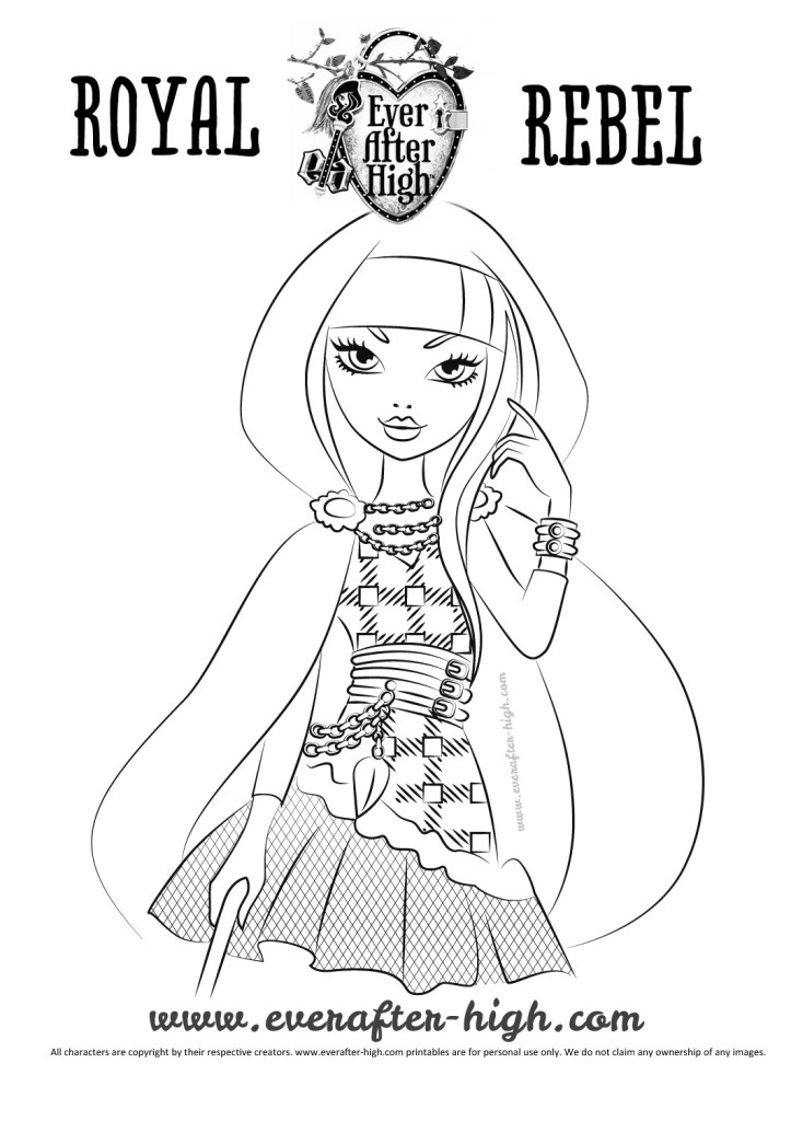 Image of Cerise Hood character in black and white for coloring